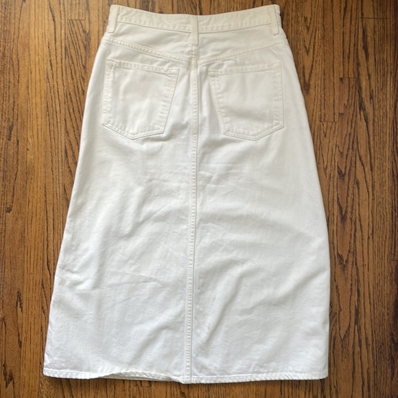 Goldsign cream denim midi a-line skirt. - Picture 2 of 6